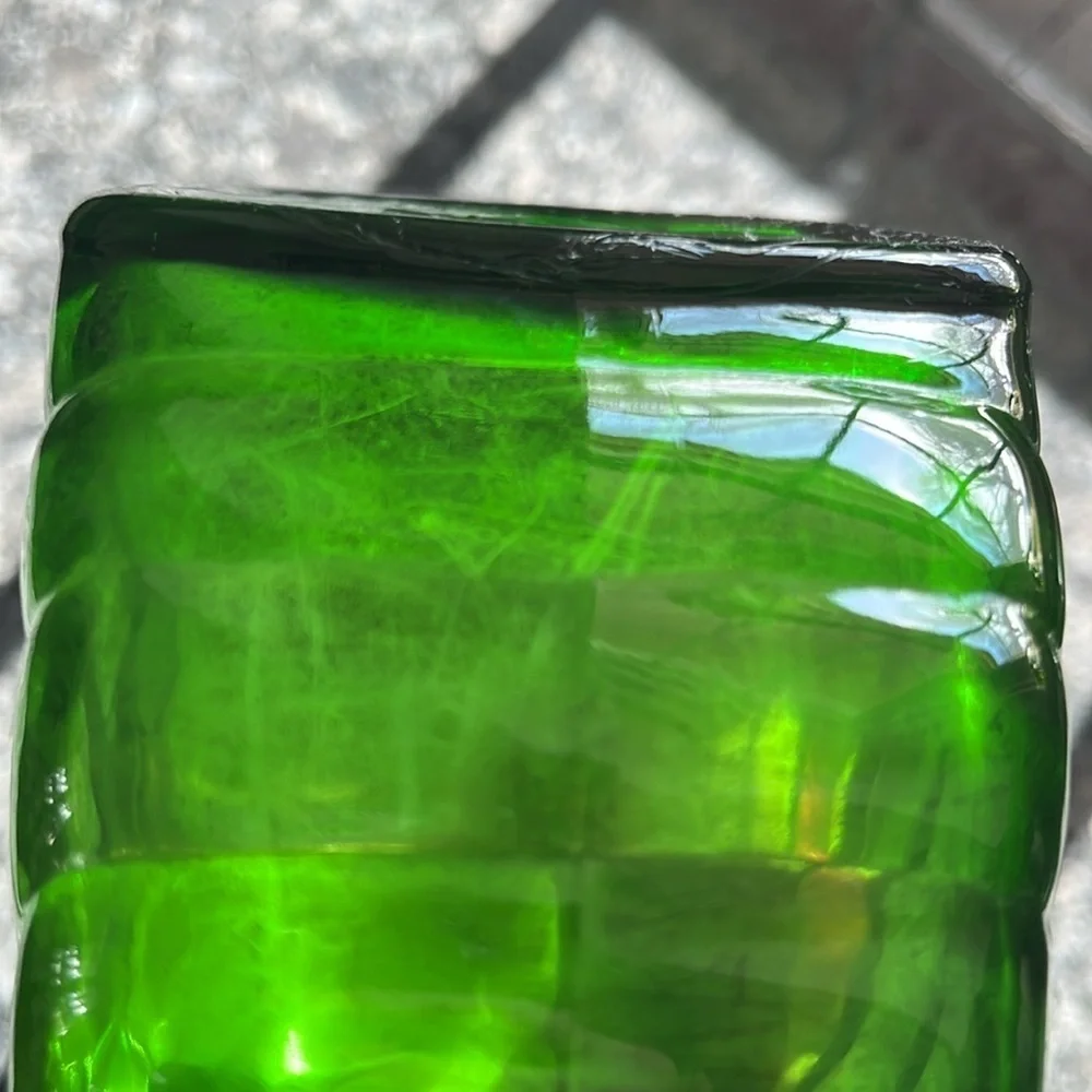 Vintage Green Duraglass Refrigerator Bottle Green Diagonal Lines Art Deco No Lid